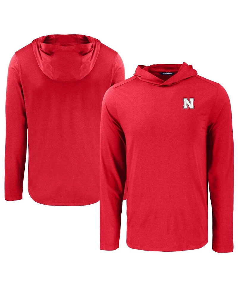 Cutter & Buck Men's Scarlet Nebraska Huskers Coastline Epic Comfort Eco Long Sleeve Hoodie T-Shirt