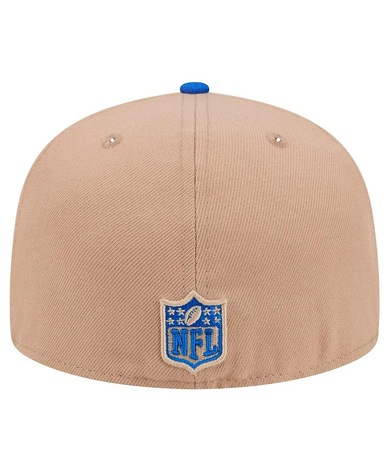 New Era Men's Tan/Royal Los Angeles Rams Logo Main 59FIFTY Fitted Hat