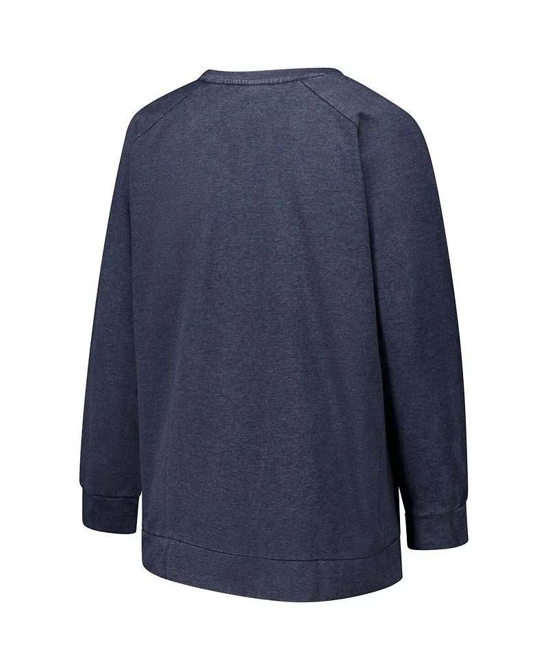 Profile Women's Navy Houston Texans Acid Wash Raglan Pullover Sweatshirt