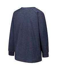 Profile Women's Navy Houston Texans Acid Wash Raglan Pullover Sweatshirt