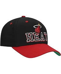 Mitchell & Ness Men's Black/Red Miami Heat Backside Script Two-Tone Pro Crown Adjustable Hat