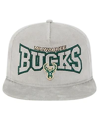 New Era Men's Gray Milwaukee Bucks Throwback Corduroy Golfer Snapback Hat