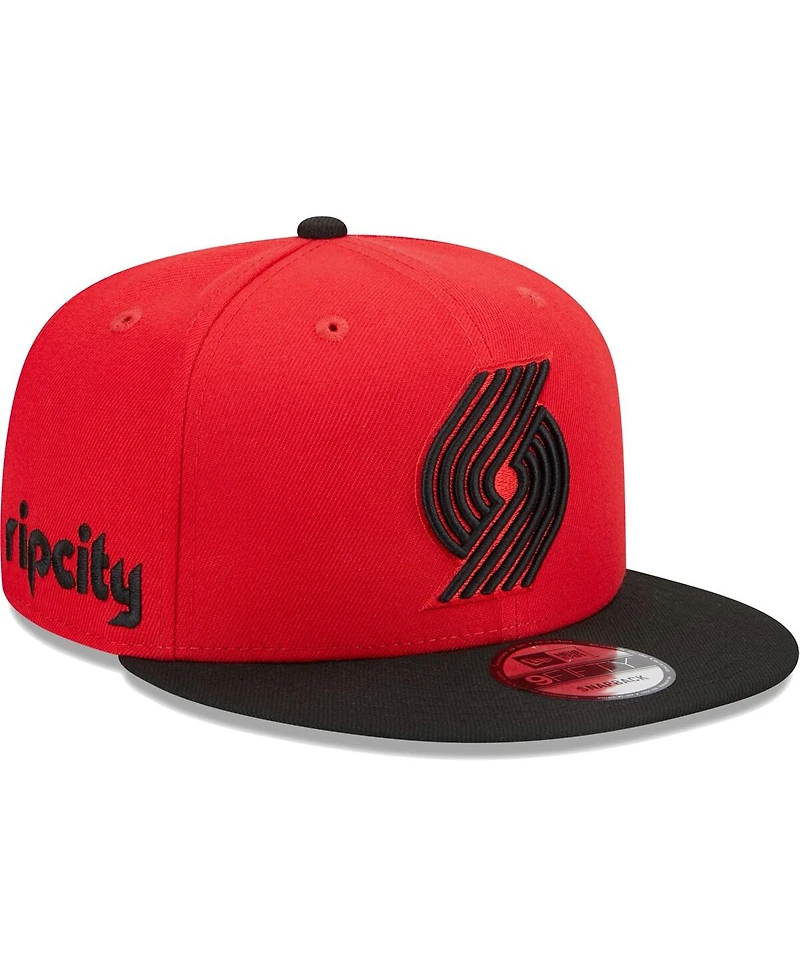 New Era Men's Red/Black Portland Trail Blazers Jersey Hook Statement Edition 9FIFTY Snapback Hat
