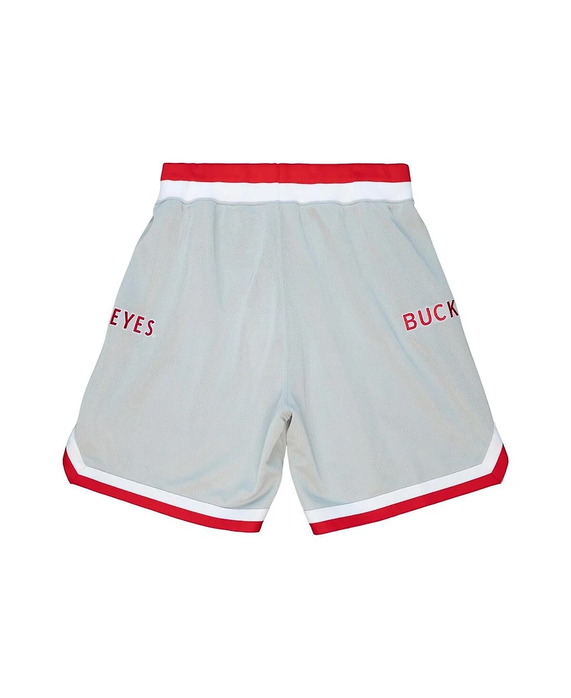 Mitchell & Ness Men's Silver Ohio State Buckeyes 1991 Alternate Authentic Shorts