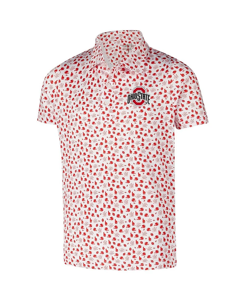 Garb Big Boys and Girls White Ohio State Buckeyes Earnest Allover Print Polo