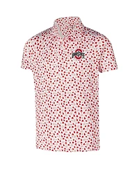 Garb Big Boys and Girls White Ohio State Buckeyes Earnest Allover Print Polo