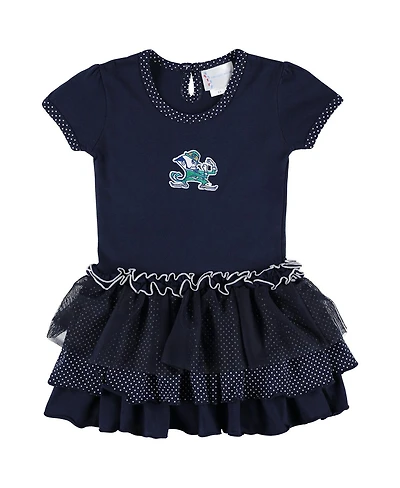 Two Feet Ahead Toddler Navy Notre Dame Fighting Irish Pin Dot Tutu Dress