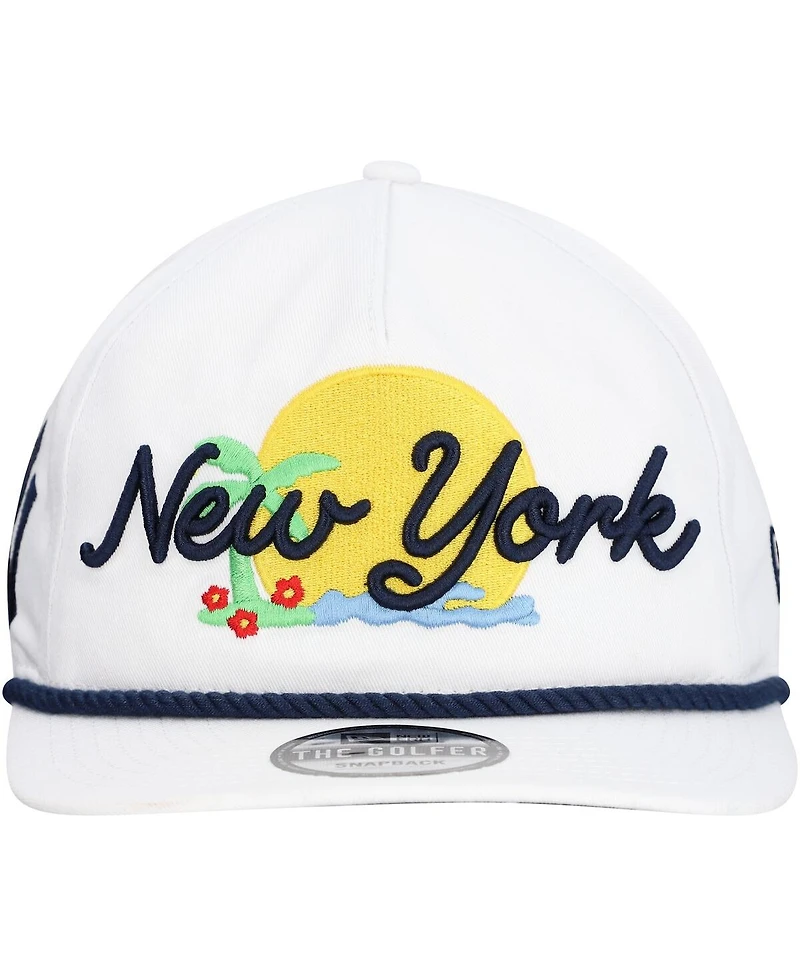 New Era Men's White New York Yankees Paradise Golfer Adjustable Hat