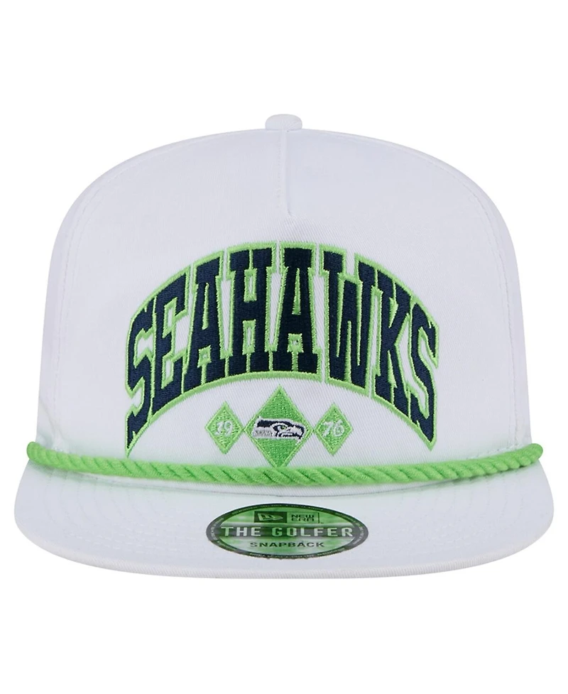 New Era Men's White Seattle Seahawks Diamond Golfer Snapback Hat