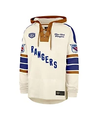 '47 Brand Men's Cream New York Rangers Blue Line Heritage Lacer Pullover Hoodie
