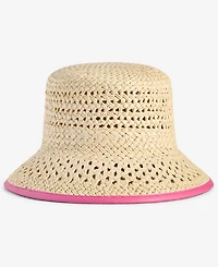 On 34th Faux-Leather-Trim Straw Bucket Hat, Exclusively at Macy's