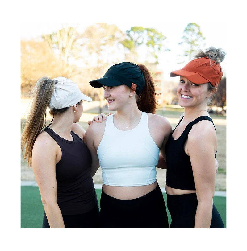 Women's Adjustable High Ponytail Running Hat - Cream
