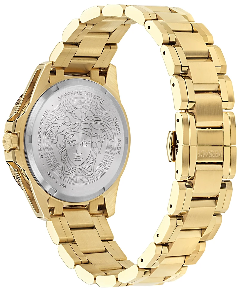 Versace Men's Swiss V-Galaxy Moonphase Gold Ion Plated Bracelet Watch 43mm