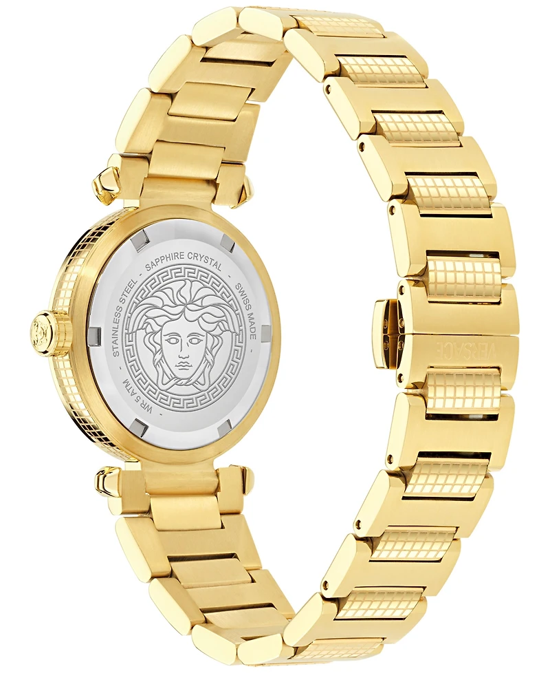Versace Women's Swiss Greek Gold Ion Plated Bracelet Watch 35mm