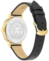 Versace Women's Swiss Greca Fortuna Black Leather Strap Watch 35mm