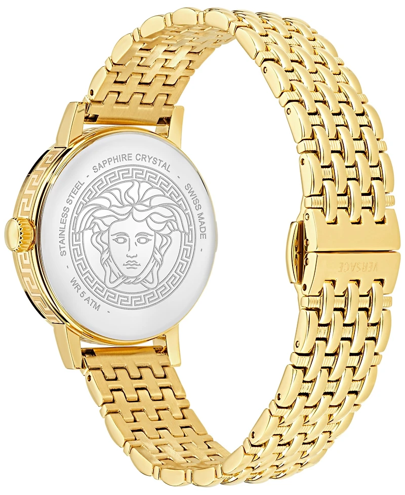 Versace Women's Swiss Greca Fortuna Gold Ion Plated Bracelet Watch 35mm