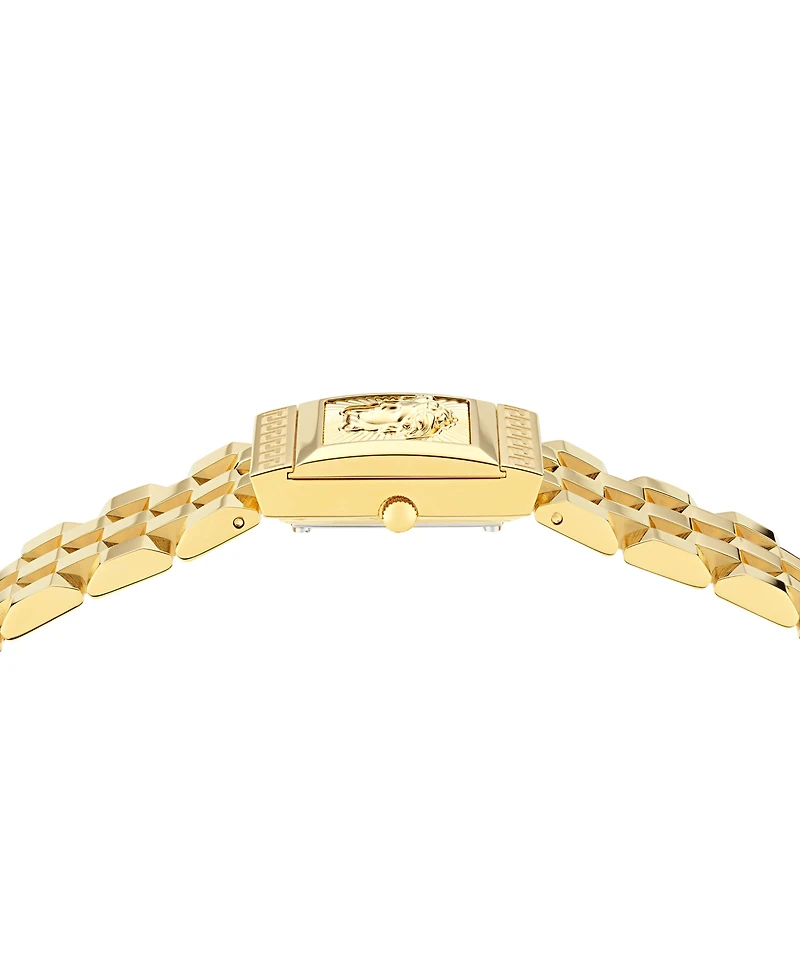 Versace Women's Swiss Reveal Square Gold Ion Plated Bracelet Watch 18x25mm
