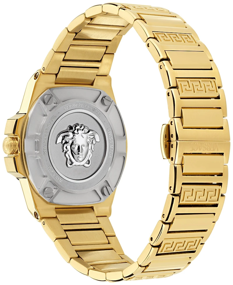 Versace Women's Swiss Greca Reaction Gold Ion Plated Bracelet Watch 38mm
