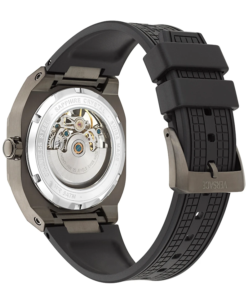 Versace Men's Swiss Automatic V-Contempo Gmt Black Tpu Strap Watch 40x48mm