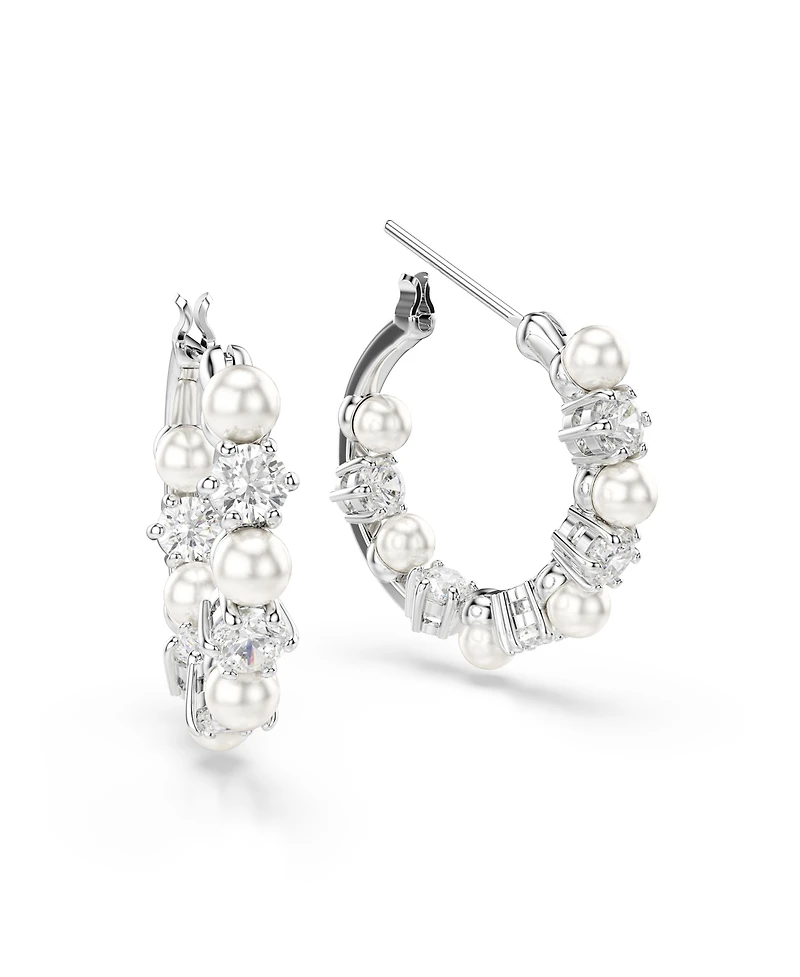 Swarovski Matrix Rhodium Plated Round Cut Hoop Earrings