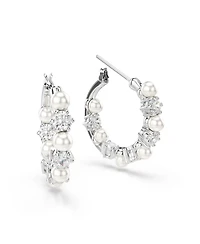 Swarovski Matrix Rhodium Plated Round Cut Hoop Earrings