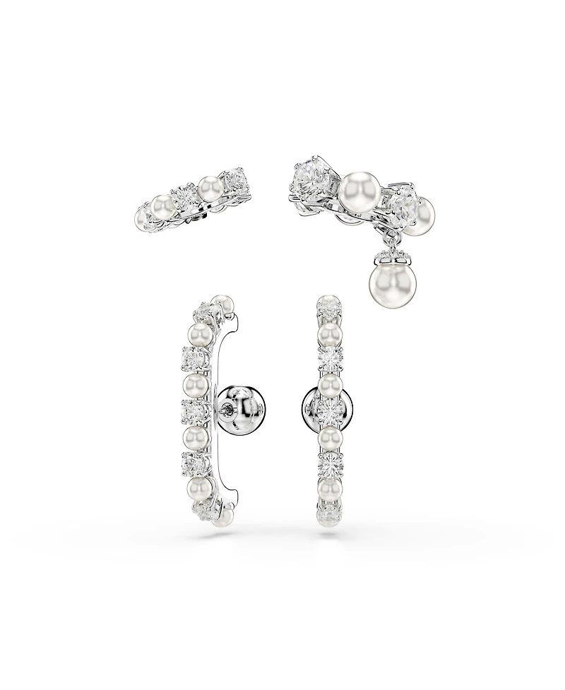 Swarovski Matrix White Rhodium Plated Round Cut Ear Cuff Sets