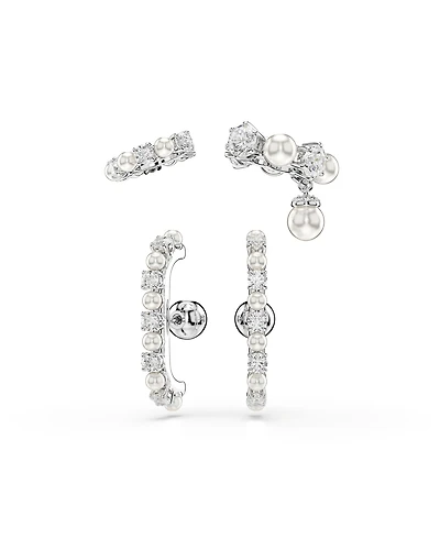 Swarovski Matrix White Rhodium Plated Round Cut Ear Cuff Sets