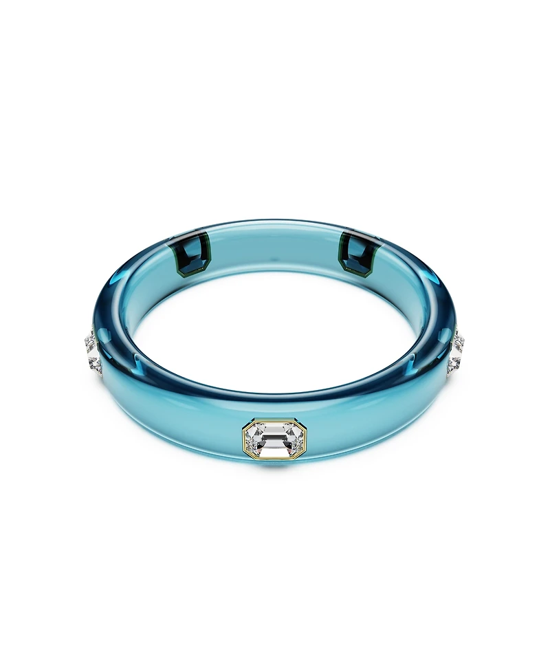 Swarovski Dulcis Octagon Cut Blue Gold-Tone Plated Bangle Bracelet