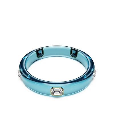 Swarovski Dulcis Octagon Cut Blue Gold-Tone Plated Bangle Bracelet