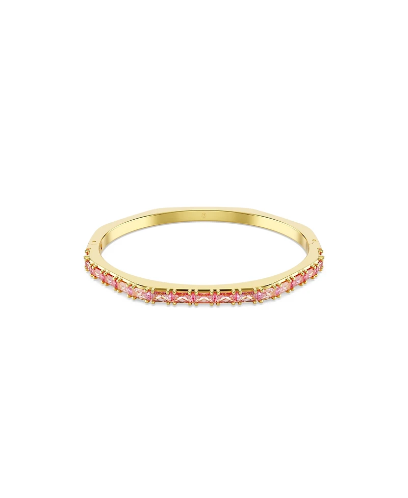 Swarovski Matrix Baguette Cut Pink Gold-Tone Plated Bangle Bracelet