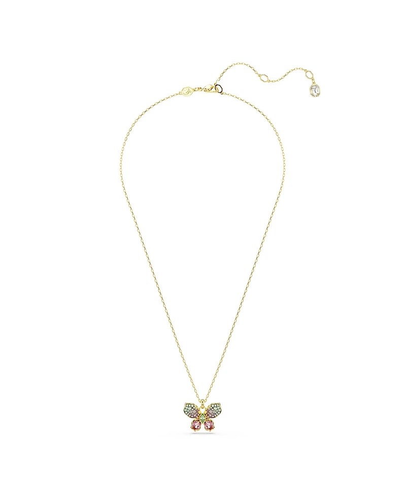 Swarovski Idyllia Mixed Cuts Pave Butterfly Multicolored Mixed Metal Finish Pendant Necklace