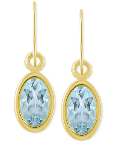 Macy's Oval Gemstone Drop Earrings 10k Yellow Gold or White