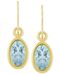 Macy's Oval Gemstone Drop Earrings 10k Yellow Gold or White