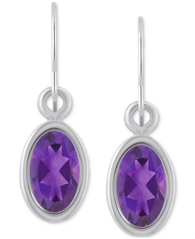 Macy's Oval Gemstone Drop Earrings 10k Yellow Gold or White