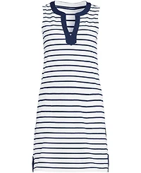 Lands' End Women's Tall Cotton Jersey Notch Neck Dress