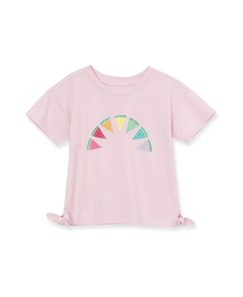 Lands' End Girls Short Sleeve Side Tie Graphic Tee