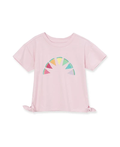 Lands' End Girls Short Sleeve Side Tie Graphic Tee
