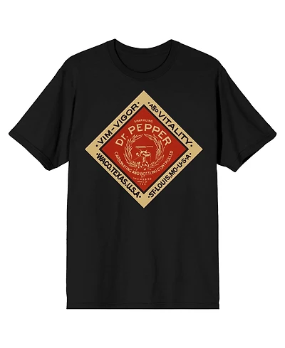 Dr. Pepper Big & Tall Vintage Diamond Logo Crew Neck Short Sleeve Black T-shirt-4XL