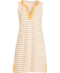 Lands' End Women's Cotton Jersey Notch Neck Dress