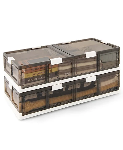 4 Pack 26.5 Gal Under Bed Storage Containers with Wheels Double Opening Lids