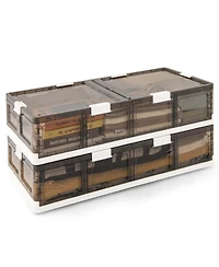 Pack 26.5 Gal Under Bed Storage Containers with Wheels Double Opening Lids