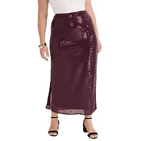 June + Vie Women's Sequined Midi Skirt