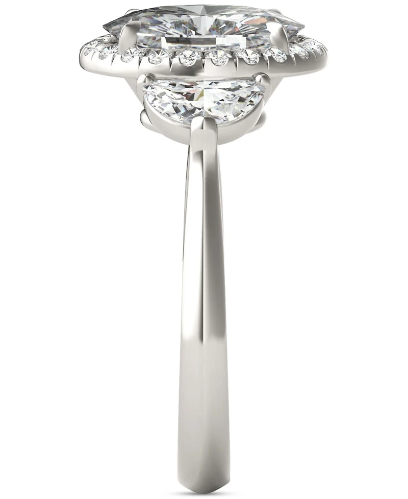 Charles & Colvard Moissanite Oval Halo Three Stone Ring (3-3/4 ct. t.w.) 14K White Gold