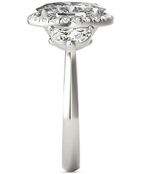Charles & Colvard Moissanite Oval Halo Three Stone Ring (3-3/4 ct. t.w.) 14K White Gold
