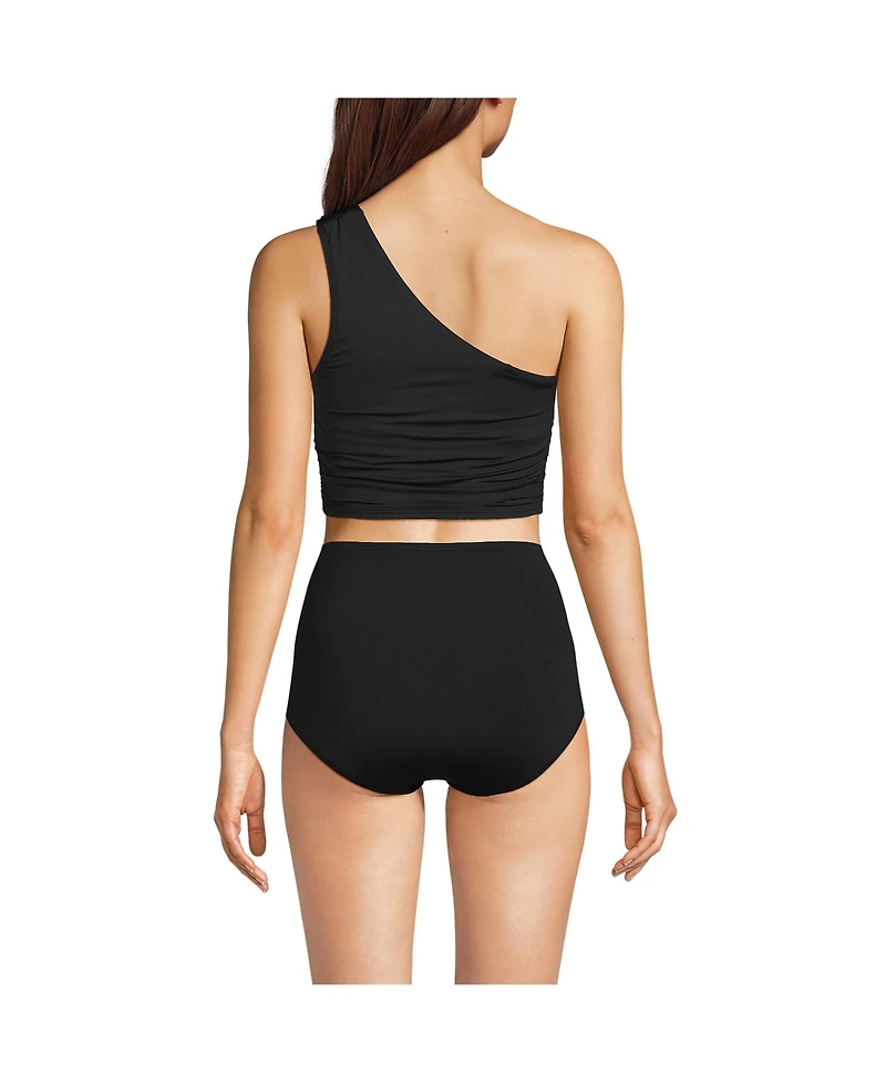 Lands' End Women's Dd-Cup Ruched One Shoulder Midkini Top