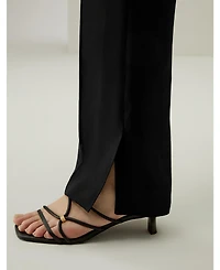 Lilysilk Women's Silk Straight Leg Trousers with Side Slit
