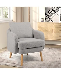 Sherpa Accent Chair Modern Living Room with Seat Cushion