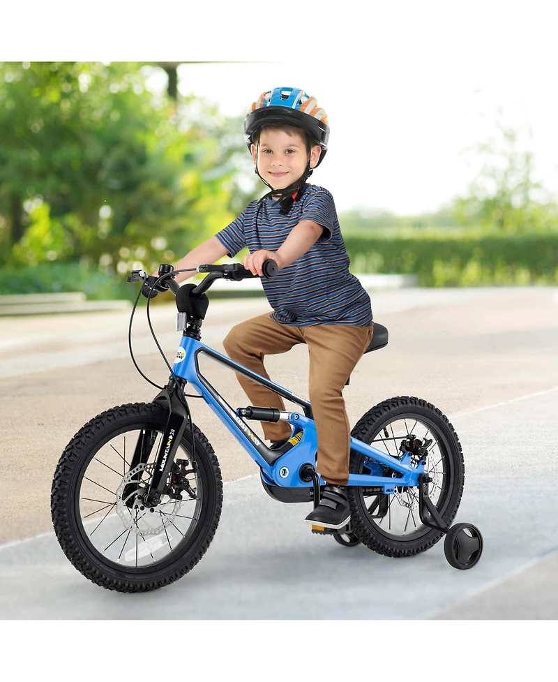 16 Inch Children Bicycle with Training Wheels & Double Disc Brakes Adjustable Seat Magnesium Alloy