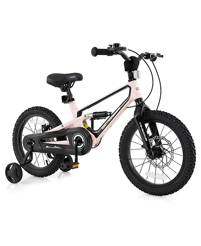 16 Inch Children Bicycle with Training Wheels & Double Disc Brakes Adjustable Seat Magnesium Alloy