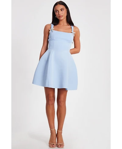 Quiz Women's Scuba Foam Mini Dress with Diamante Bow Detail